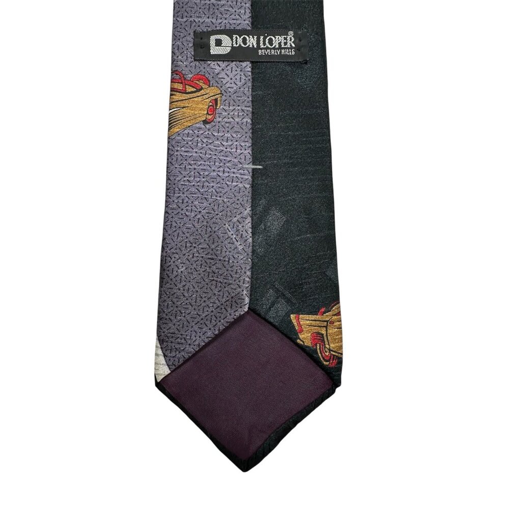 Don Loper Beverly Hills Vintage Silk Tie With Retro Car Design - Picture 3 of 5